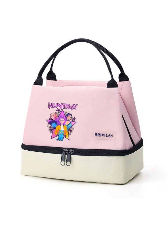 K-POP: XINGNIAO Dopamine Large Capacity Dual-Layer Lunch Bag, Thickened Aluminum Foil Insulated Tote for Office Workers and Picnics